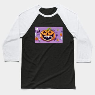 Jack-o'-lantern with Teeth and a Fork Baseball T-Shirt